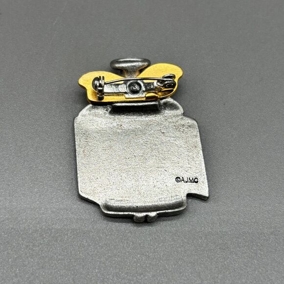 AJMC Brooch Pin Angel w/ American Flag Pewter Enamel Rhinestones Patriotic USA - Picture 2 of 5